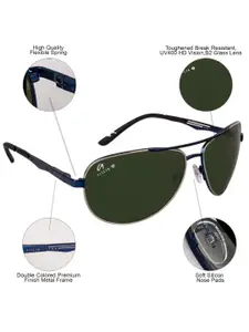 AISLIN Men Green UV Protected Aviator Sunglasses 14331-55-AS-3568