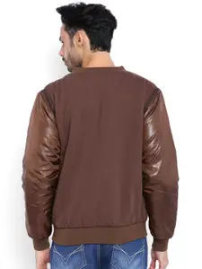 Campus Sutra Brown Bomber Jacket with Detachable Sleeves