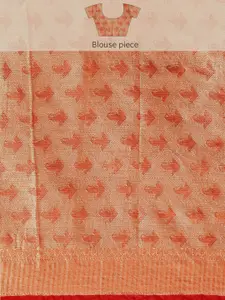Geroo Jaipur Orange Woven Design Zari Silk Cotton Kota Saree