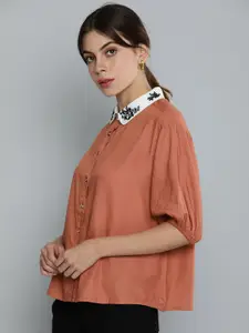 Chemistry Women Rose Pink Solid Casual Shirt