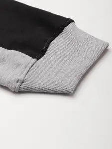 Alcis Men Grey Melange & Black Solid Slim Fit Joggers