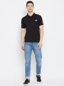 Duke Men Black Polo Collar Slim Fit T-shirt