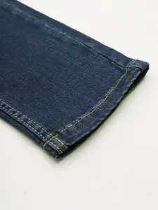 FOREVER 21 Men Blue Highly Distressed Heavy Fade Slim Fit Stretchable Jeans