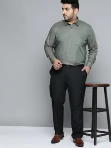 DENNISON Men Olive Green Smart Slim Fit Pure Cotton Opaque Formal Shirt