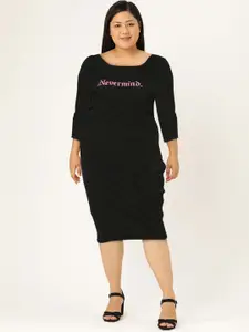 DressBerry Women Stylish Black Typography Slounge Dress