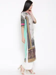 Wishful by W Women White Printed Straight Kurta