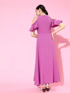 Berrylush Women Charming Purple Solid Sweetheart Neck Dress