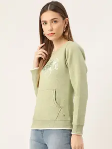 Monte Carlo Women Green Typography Print Sweatshirt