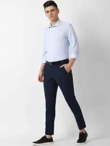 Louis Philippe Sport Men Blue Super Slim Fit Opaque Striped Formal Shirt