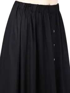 Tokyo Talkies Black Pleated Midi A-Line Skirt