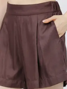 Tokyo Talkies Women Brown Mid-Rise Regular Shorts