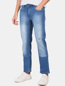 Flying Machine Men Blue Tapered Fit Low Distress Heavy Fade Jeans