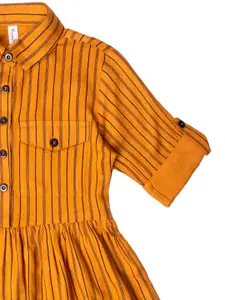 Hunny Bunny Mustard Yellow & Black Striped Dress