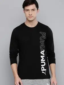 Puma Men Black Brand Logo Printed T-shirt