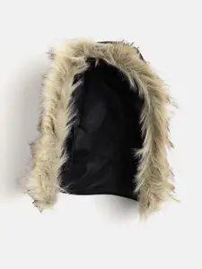 Monte Carlo Girls Black Solid Parka Jacket with Detachable Hood