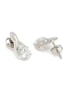 Clara Silver-Toned Contemporary Studs Earrings
