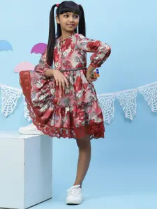 Biba Red & White Floral Printed Dress