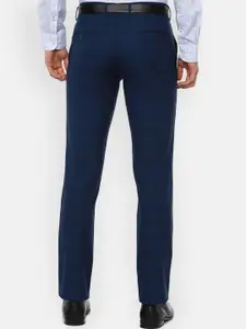 Van Heusen Navy Blue Trousers Regular Fit Solid Formal Trouser