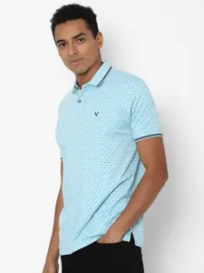 Allen Solly Men Blue Printed Polo Collar Pure Cotton T-shirt
