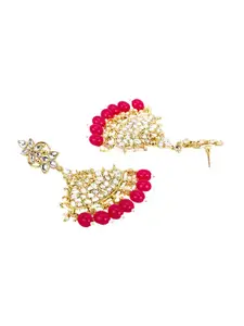 Yellow Chimes Woman Gold Plated Traditional Kundan Studded Pearl moti Dangler Earrings