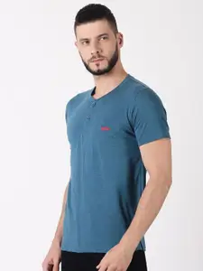 Force NXT Men Henley Neck Super Combed Cotton T-shirt