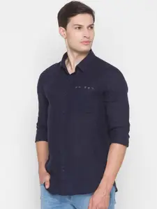 SPYKAR Men Navy Blue Slim Fit Opaque Casual Shirt