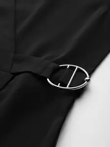 AND Solid Belted Wrap Dress