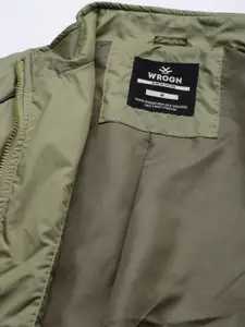 WROGN Men Olive Green Solid Bomber Jacket