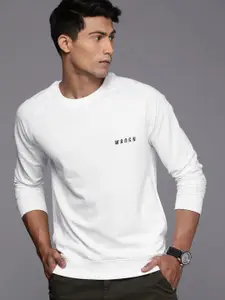 WROGN Men White Solid Sweatshirt