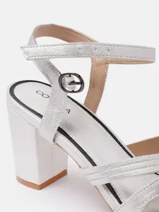 CORSICA Women Silver-Toned Solid Block Heels