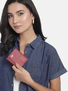 Baggit Women Red Quilted Mini Trifold Wallet