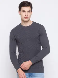 SPYKAR Men Grey Pullover Pure Cotton Sweater