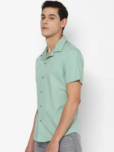 FOREVER 21 Men Sea Green Classic Fit Opaque Casual Shirt