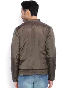 Campus Sutra Grey Quilted Bomber Jacket