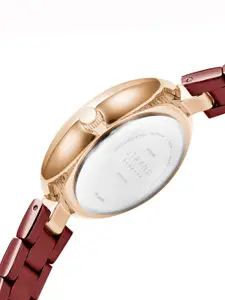 STRAND BY OBAKU Women White & Brown Brass Embellished Stainless Steel Analogue Watch