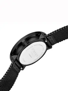 STRAND BY OBAKU Women Black Brass Printed Dial & Black Straps Analogue Watch S700LXBBMB-DF