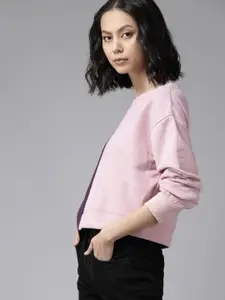 Roadster Women Purple Colourblocked Sweatshirt