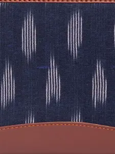 ZOUK Women Navy Blue & Brown Printed Zip Around Wallet