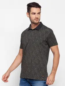 SPYKAR Men Green Floral Printed Polo Collar Slim Fit T-shirt