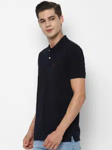 Allen Solly Men Black Polo Collar Cotton T-shirt