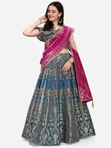 PURVAJA Teal & Magenta Ready to Wear Lehenga Choli