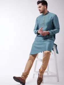 VASTRAMAY Men Blue Regular Kurta with Churidar