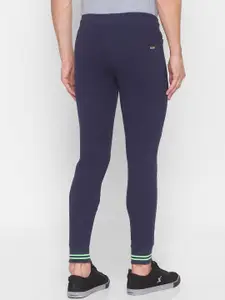 SPYKAR Men Blue Solid Pure Cotton Relaxed-Fit Joggers