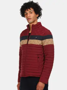 Arrow Sport Men Red Colourblocked Windcheater Quilted Jacket