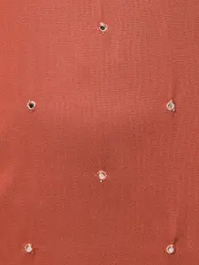 FASHOR Women Rust Embellished Mirror Work Kurta