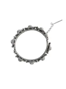 TEEJH Women Traditional Silver Oxidised Bangle