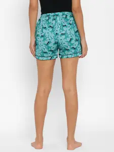 FashionRack Women Green & Black Printed Lounge Shorts