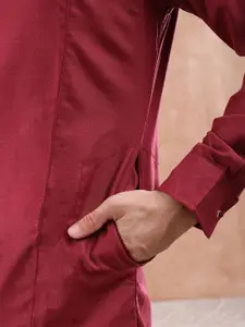 Freehand by The Indian Garage Co Men Maroon Kurta