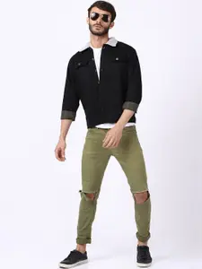 VOXATI Men Black Denim Jacket