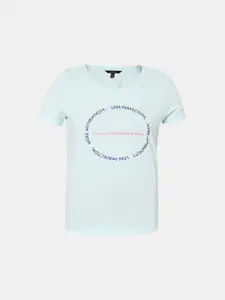 Vero Moda Women Blue Typography Printed T-shirt